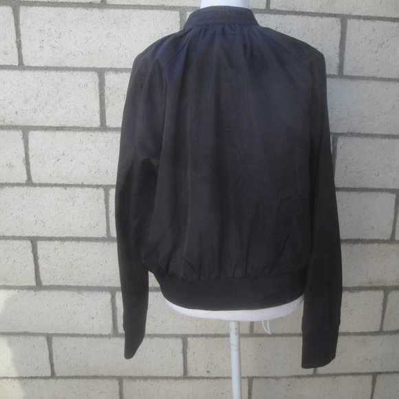 Free People Womens Jacket Size Small Midnight Black Bomber Zipper Front - Picture 5 of 8